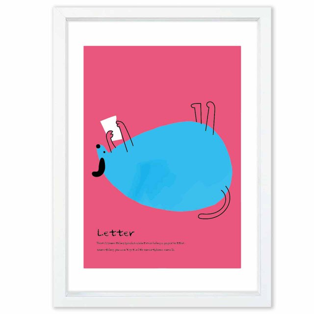 手紙もいいな　犬　送料無料 　イラスト　A4〜A0　ポスター　アートポスター　アート/sei検索新着順　3042