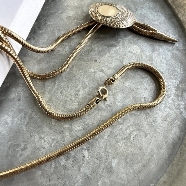N292-ヴィンテージネックレス U.S.A. Geometric Disc Gold Tone