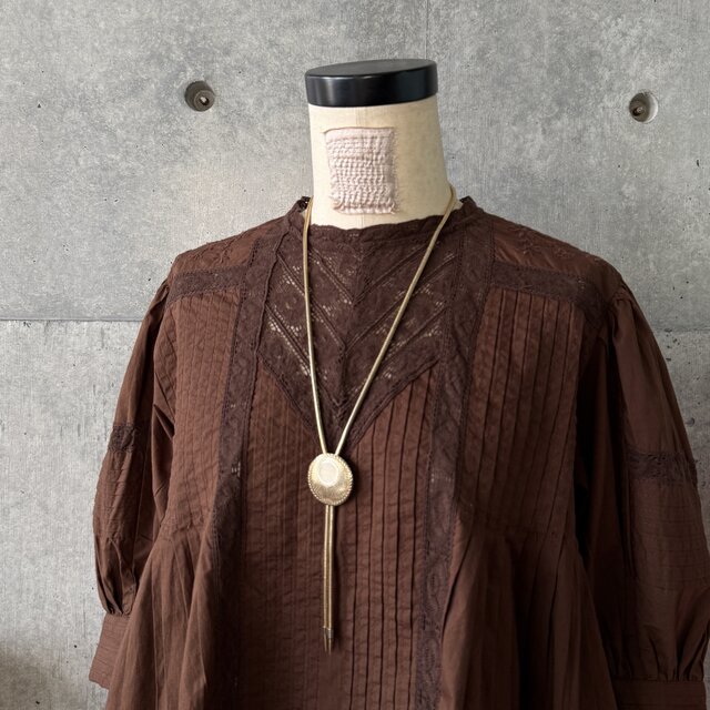 N292-ヴィンテージネックレス U.S.A. Geometric Disc Gold Tone