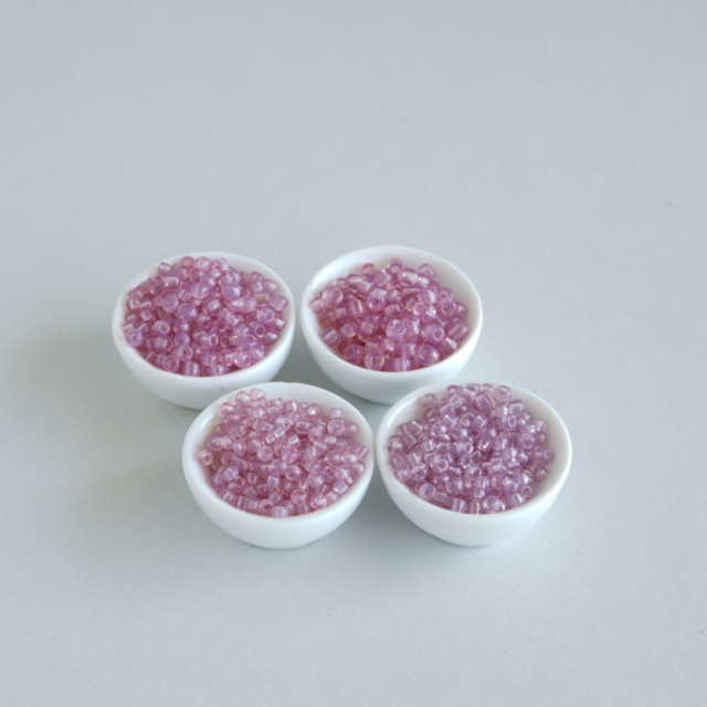 フランス製 ヴィンテージ シードビーズ セット * モーブピンク色サイズ違い *