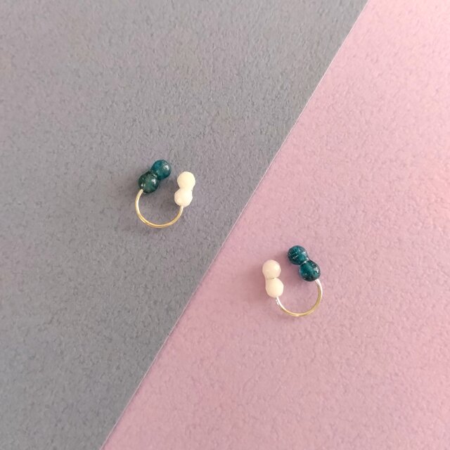 クリップイヤリング [両耳分] blue＆white / SV