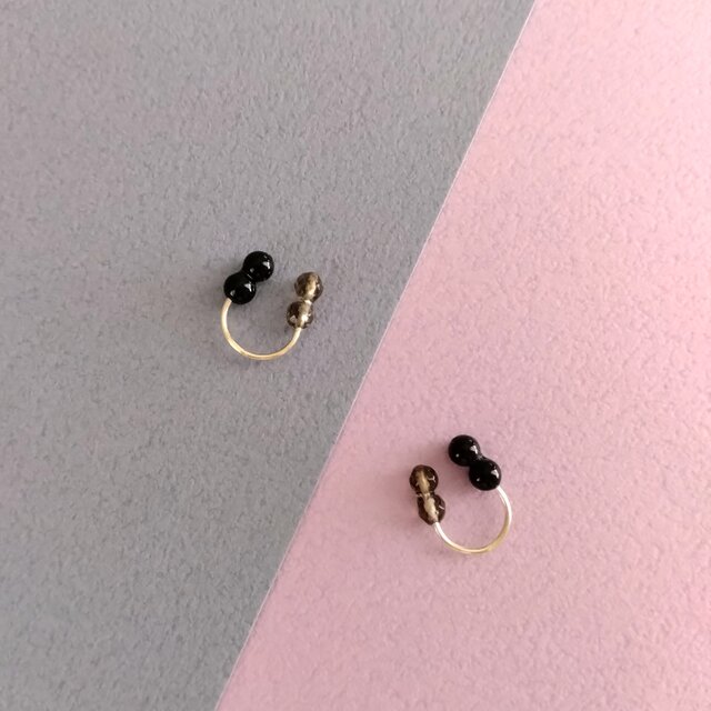 クリップイヤリング [両耳分] black＆smoky / SV