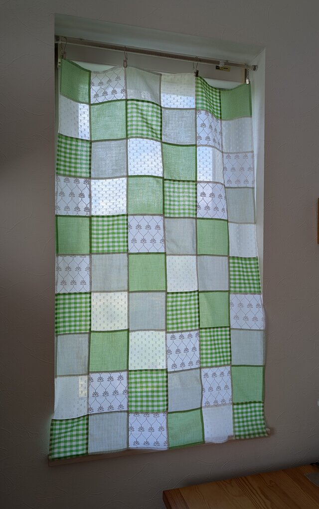 【ハンドメイド】 リネン カーテンパッチワーク 2m ハンドメイド】 リネン カーテンパッチワーク 2m