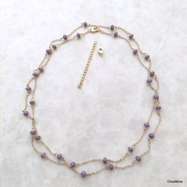 【ラスト1点】ミルキーバイオレットのステーションネックレス（ロング）