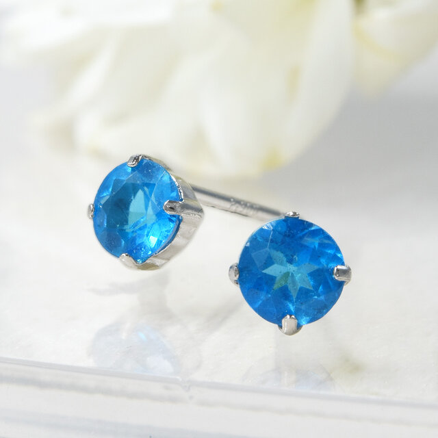 プラチナ900 ネオンブルー アパタイト ピアス CK062CIBSN