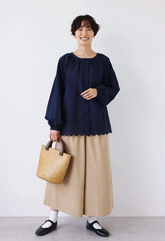 繊細なスクラップ刺繡が華やか】オールシーズン愛用できる綿素材レース
