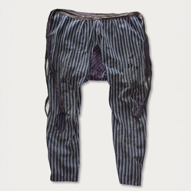 昭和レトロ 古布 布団皮 格子柄 ピエロもんぺ サルエル モンキーパンツ 昭和レトロ 古布 布団皮 格子柄 ピエロもんぺ サルエル モンキー