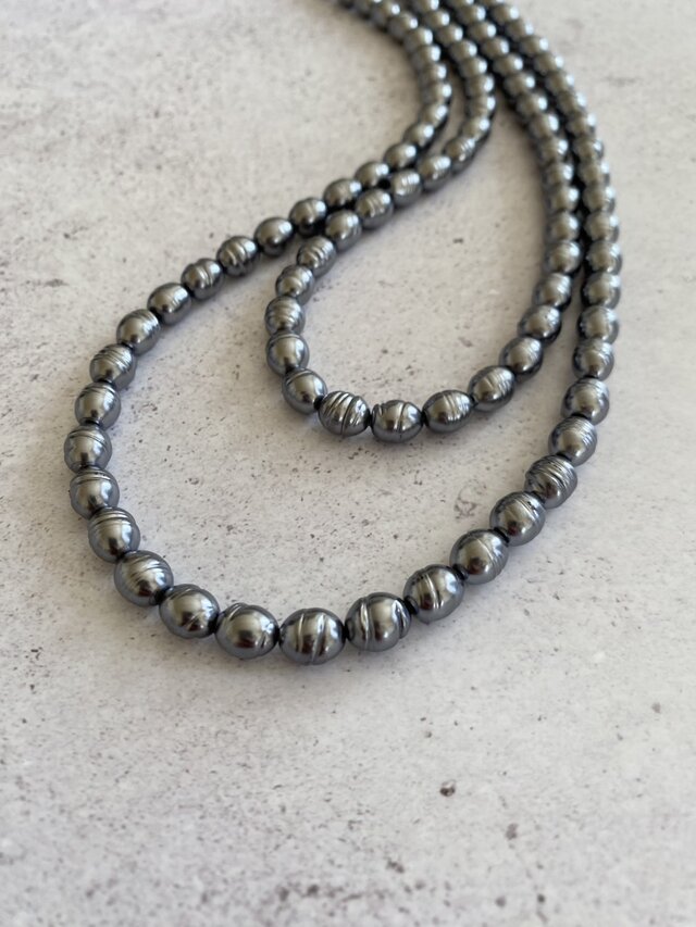 Pearls Necklaces グレーバロックパールオペラロングネックレス 85cm（アクリルバロックパール）
