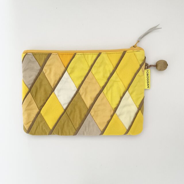 ピースワークポーチ ダイヤ柄 040 (autumn leaves yellow)