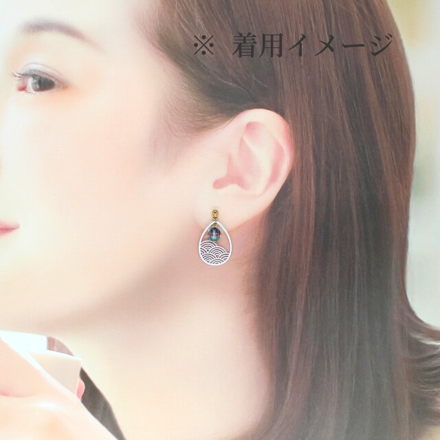 波模様の和風ピアス ホワイト】イヤリング 青海波 白 ギフトラッピング