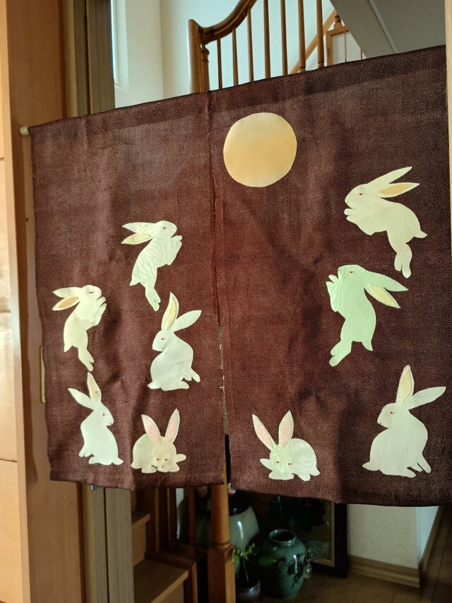 ヴィンテージ着物から、間仕切り　長月のうさぎ