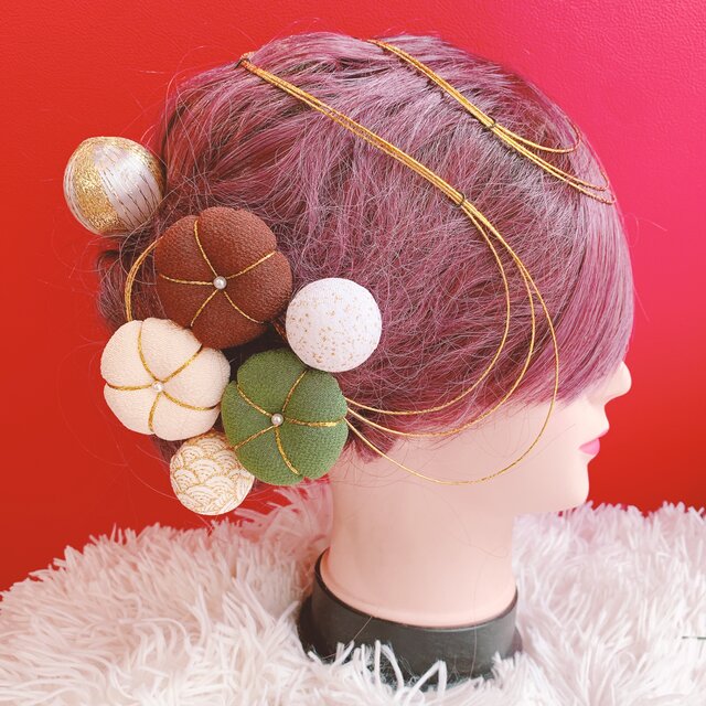 和玉☆梅の花☆5点セット☆お祭り髪飾り☆七五三髪飾り☆夏祭り☆成人