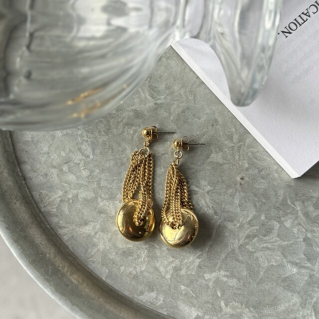 PA421-【 AVON 】エイボン・ヴィンテージピアス 1991 Gold Tone Contempo Earrings