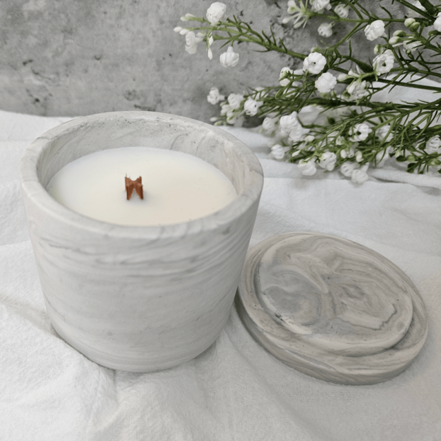 ソイキャンドル 木芯 ジェスモナイト マーブル柄 石膏 インテリア雑貨