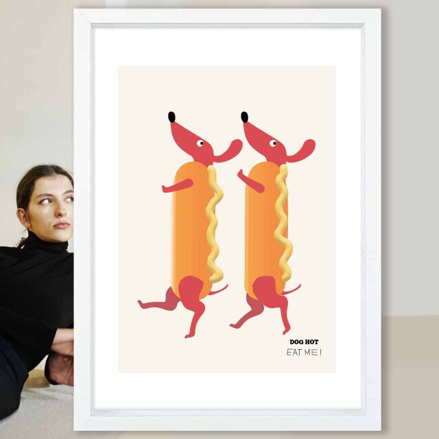 EAT  ME !　犬　送料無料 　イラスト　A4〜A0　ポスター　アートポスター　アート/sei検索新着順　3712