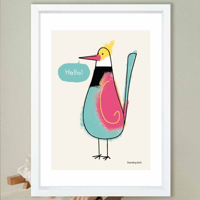 たたずむ鳥　鳥　送料無料 　イラスト　A4〜A0　ポスター　アートポスター　アート/sei検索新着順　3714