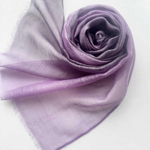 さらウール＊WOOLSILK＊濃鼠色×浅紫色＊手染ウールシルクストール