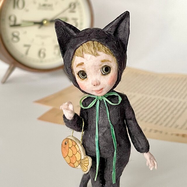 和紙人形『かわいい黒猫さんとおさかなポーチ』プレゼントギフトや日本