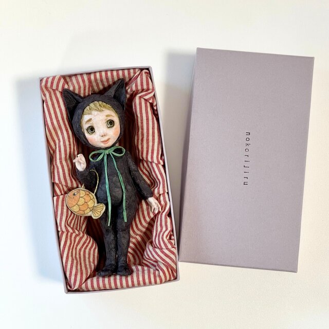 和紙人形『かわいい黒猫さんとおさかなポーチ』プレゼントギフトや日本