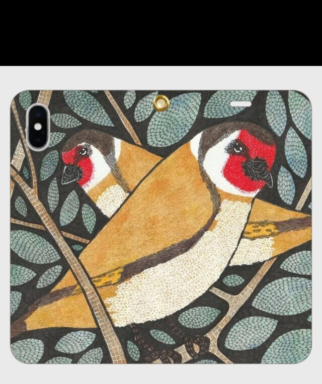 森の角に響く双子のさえずり｜ゴシキヒワ・レガルノとレトニオの帯なしiPhoneケース