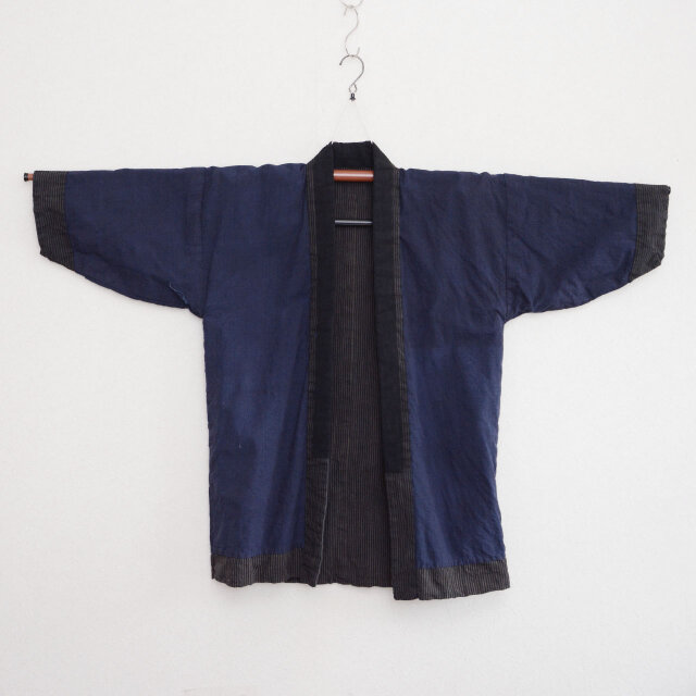 野良着 メンズ 着物 ジャケット 木綿 縞模様 昭和初期〜中期 ジャパン