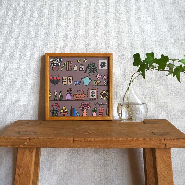 「 my favorite shelf ( brown ) 」20cm角ポスター