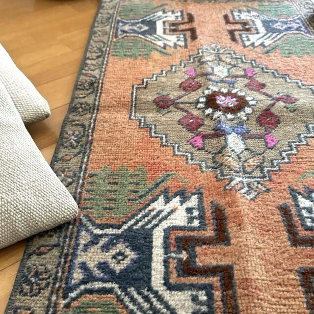 49.5×98 オレンジグラデーション　メダリオン　トルコヴィンテージラグ 49.5×98 オレンジグラデーション メダリオン トルコヴィンテージラグ