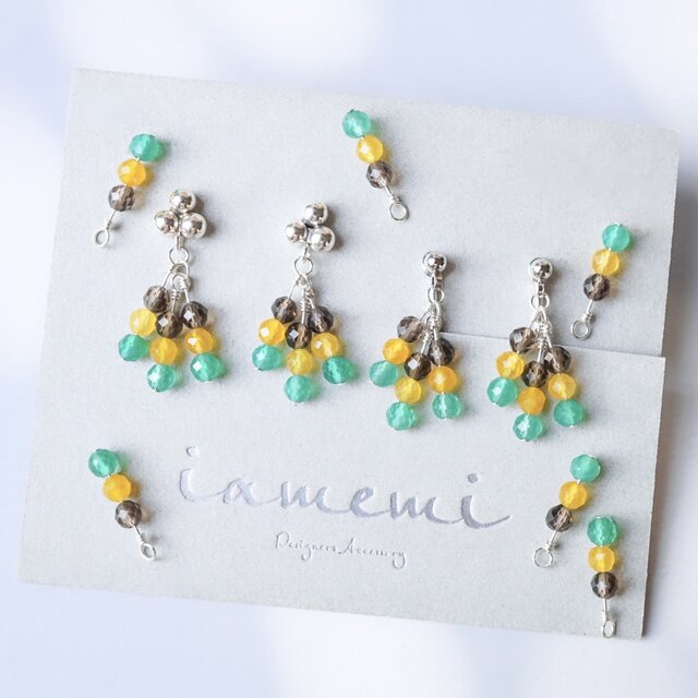 「坊っちゃん団子」ピアス イヤリング 天然石 秋 シルバー silver925 金属アレルギー対応