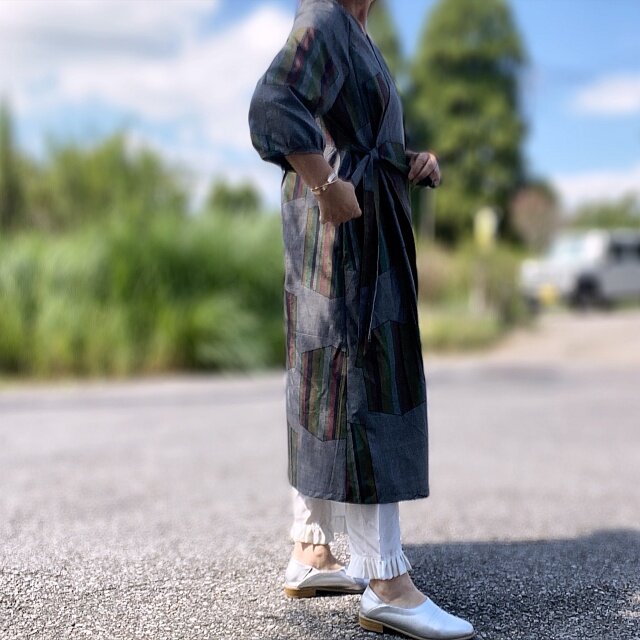 大島紬リメイク カシュクール Aラインワンピース | iichi 日々の暮らし