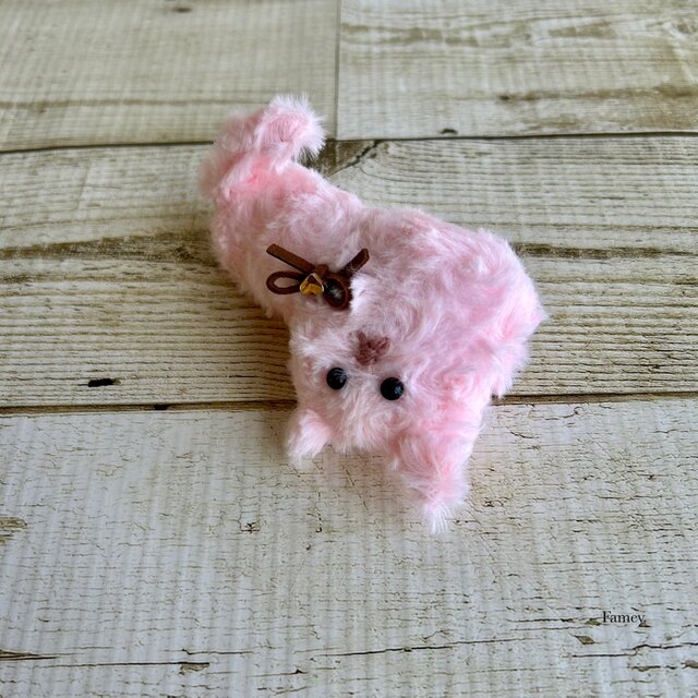 大人かわいい♡くつろぎ猫ちゃんぬいぐるみ(ピンク) エコファー
