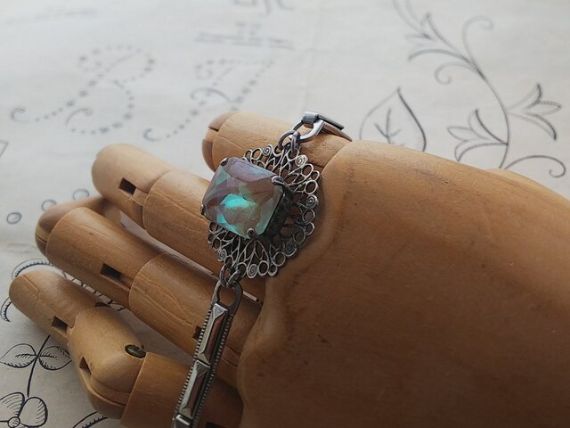 サフィレット（オクタゴン18×13㎜）アンティークSilverフィリグリー