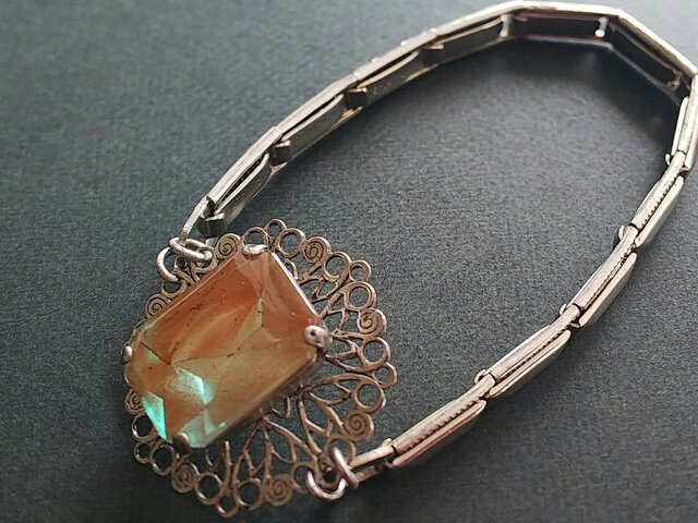 サフィレット（オクタゴン18×13㎜）アンティークSilverフィリグリー