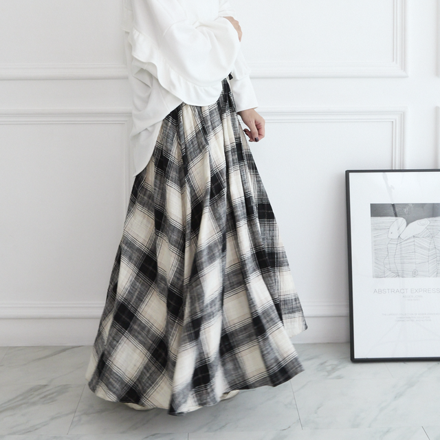 新品 タグ付き かぐれ コットンフレアスカート ロングスカート 綿100% 黒 スカート コットンフレアスカート