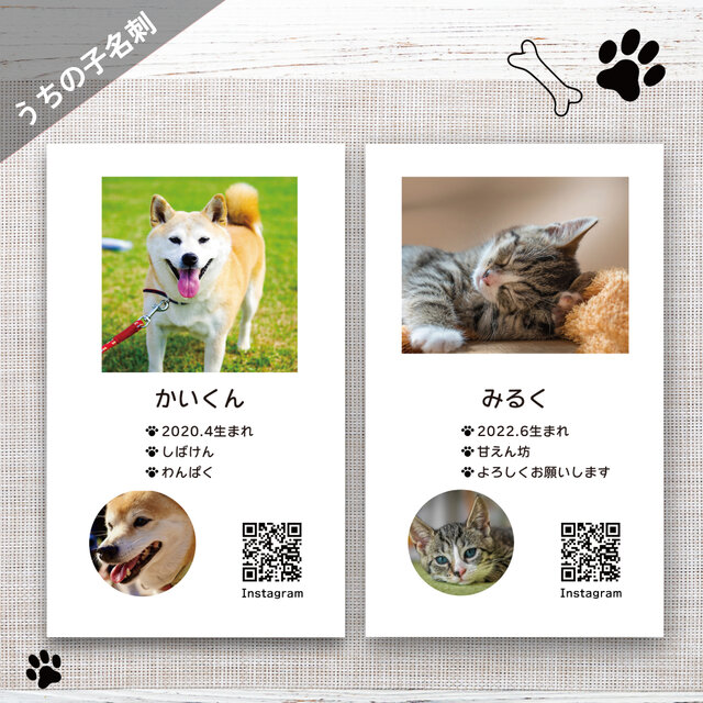 【うちの子名刺】ペットの名刺 片面100枚入り 写真入りカード