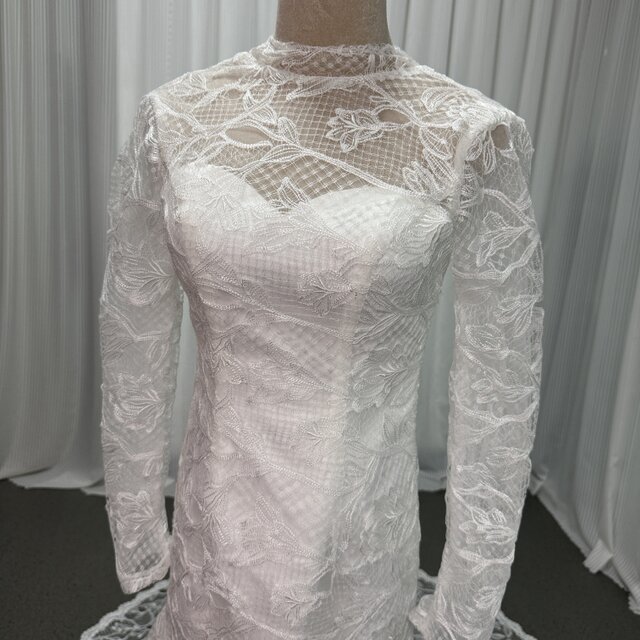 ウェディングドレス ロングスリーブ マーメイドライン 贅沢な総レース