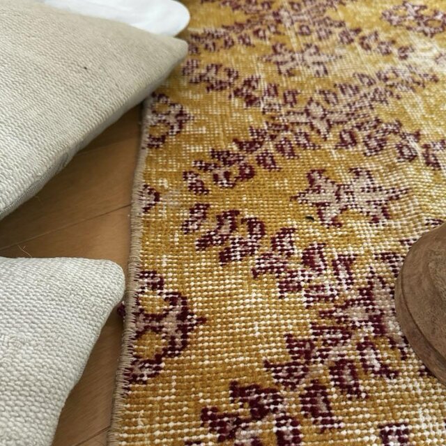 専用超大判142×272ベージュ　マスタードイエロー　トルコヴィンテージラグ 41.5×83マスタードイエロー×エンジ トルコヴィンテージラグ
