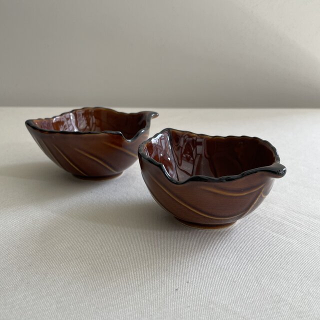 飴釉木の葉　子付