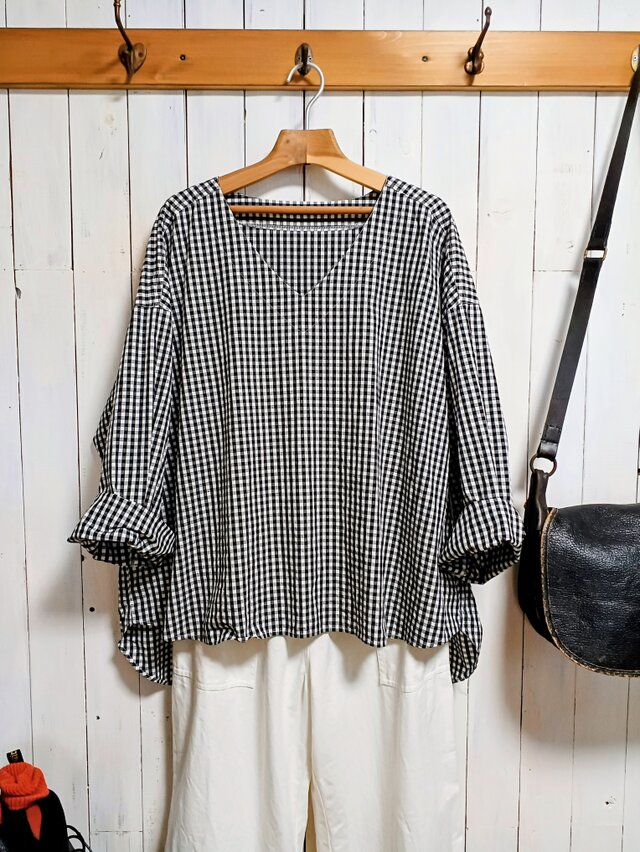 18SS プルオーバー ワーク シャツ ギンガムチェック 半袖 36 ブラック WETTEMPT シャツ GINGHAM CHECK PULLOVER SHIRT / ギンガムチェック