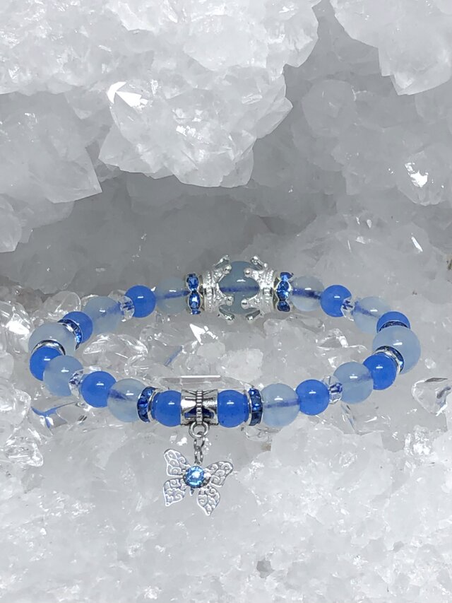 アクアマリン 蝶々 天然石ブレスレット | iichi 日々の暮らしを