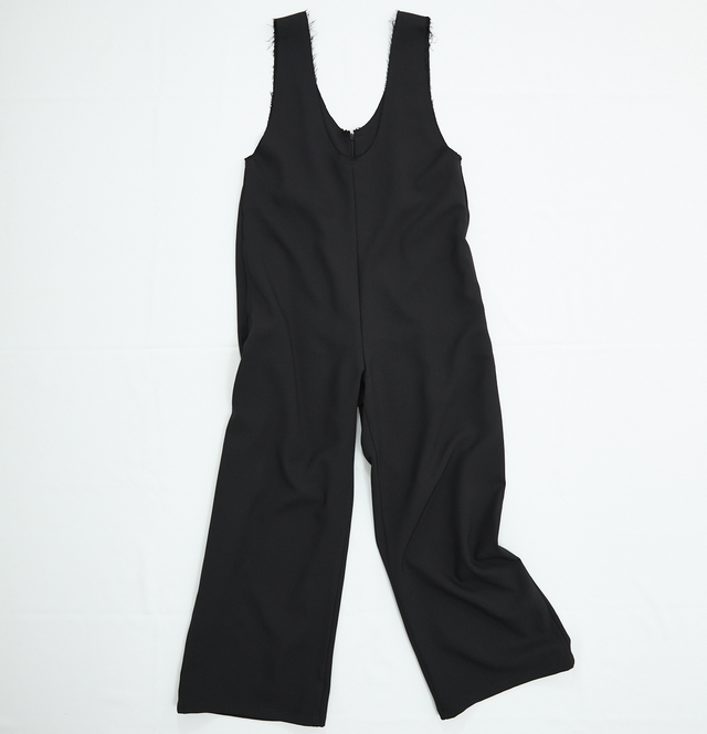 UNLIENS サロペット ブラック シワになりにくい 深めのUネック サロペット ブラック 0717BK | iichi