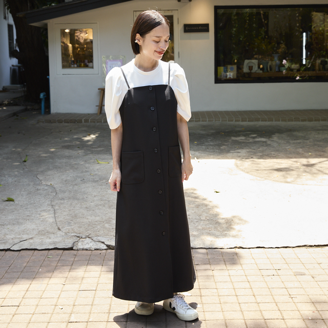 着丈調整可能/洗える】シワになりにくい レイヤード キャミワンピース