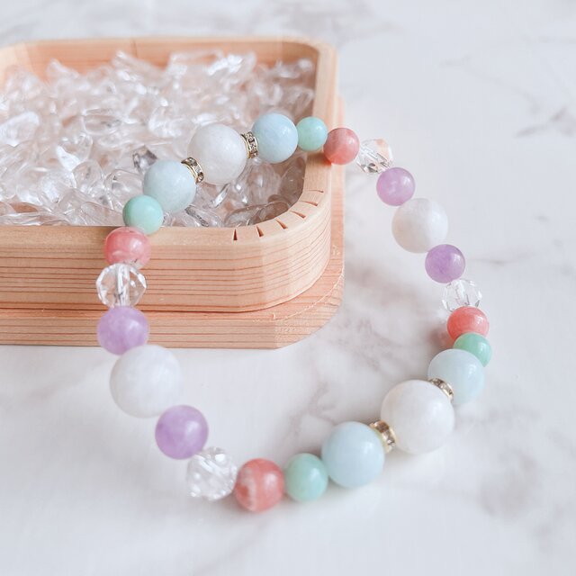 天然琥珀・天然石（アイスラリマー、アクアマリン、エレスチャルアメジスト等）ブレス 天然琥珀・天然石（アイスラリマー、アクアマリン、エレスチャル