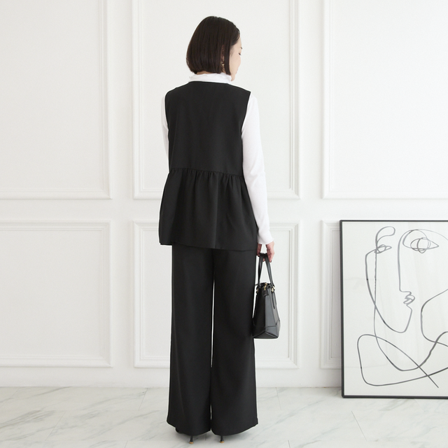 ジレ＆パンツ セット】サラサラ素材✨シワになりにくい ジレと美脚