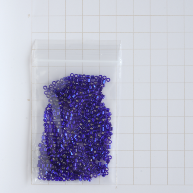 (9g) フランス製 ヴィンテージ シードビーズ 9/0 シルバーラインコバルトブルー