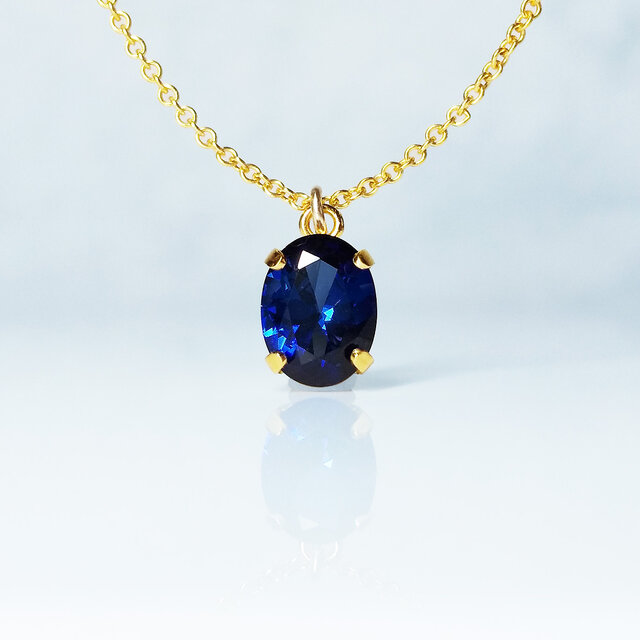 大粒の輝き。 ブルーサファイア　オーバルカット ネックレス　　送料無料