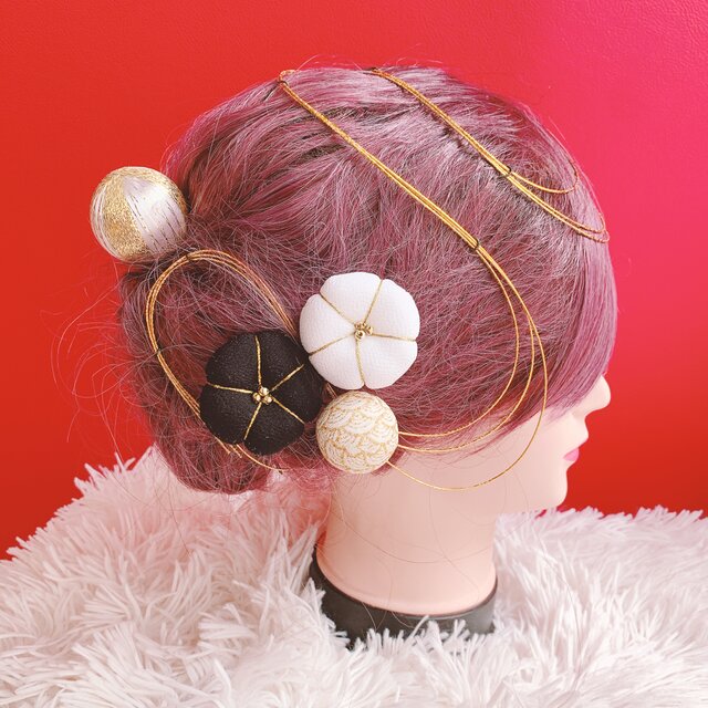 梅の花☆菊の花☆3点セット☆お祭り髪飾り☆水引髪飾り☆七五三髪飾り