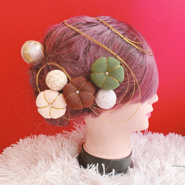 【☆*:.。.様】専用　髪飾り A031 髪飾り ドライフラワー 水引 赤ゴールド シルバー 成人式 振袖