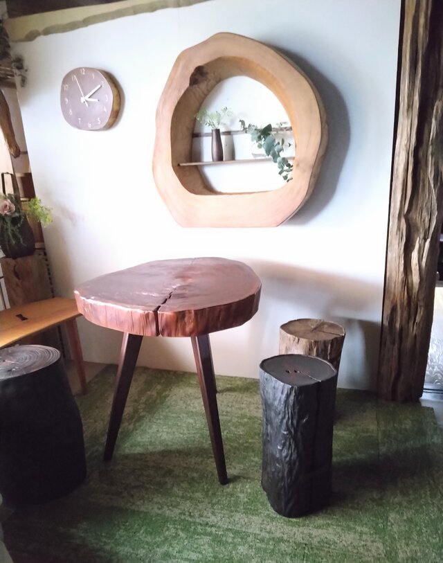 貝塚息吹丸太サイドテーブル 丸太椅子 貝塚息吹丸太サイドテーブル 丸太椅子