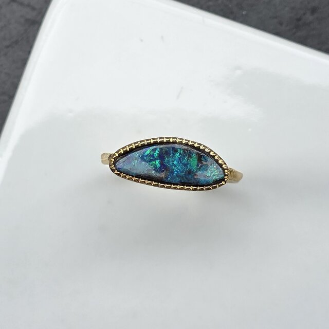 ボルダーオパール 1.701ct グリーンのキラメキ シルバーSV925リング