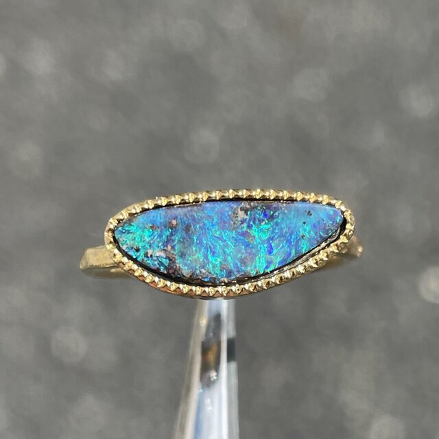 ボルダーオパール 1.701ct グリーンのキラメキ シルバーSV925リング